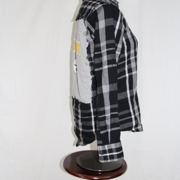 Steelers Flannel Pittsburgh Upcycled Women's Button Down NFL Football Size S - Picture 4 of 7